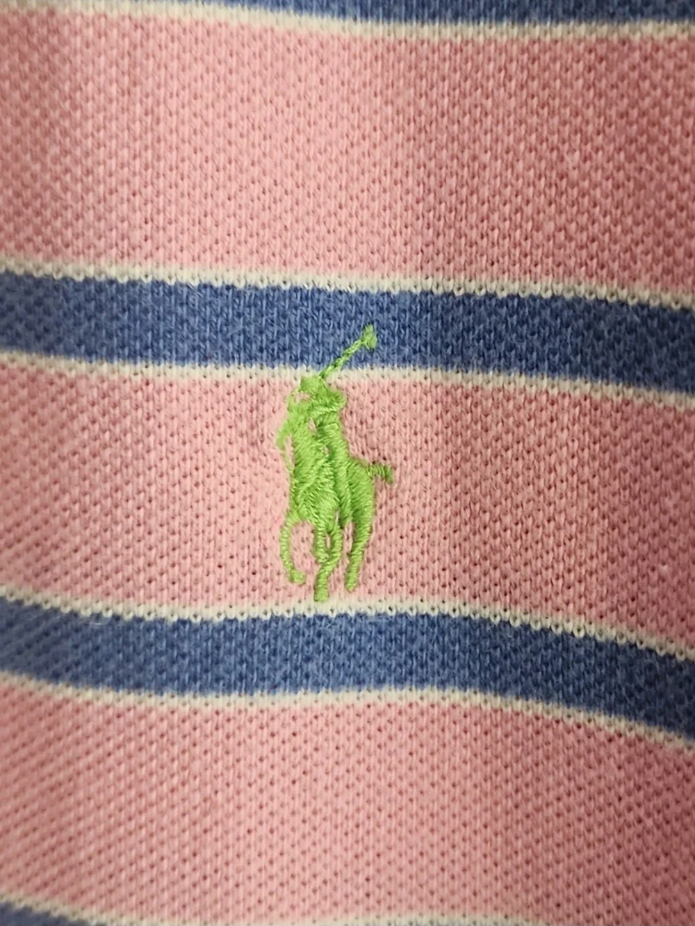 Ralph Lauren Pink Polo with Blue Stripes Large